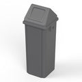 23 Gallon Gray Square Trash Can with Dome Swing Lid – Durable Commercial Plastic Waste Bin for Restaurants, Offices & Public Spaces