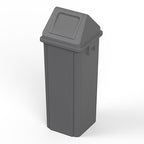 23 Gallon Gray Square Trash Can with Dome Swing Lid – Durable Commercial Plastic Waste Bin for Restaurants, Offices & Public Spaces