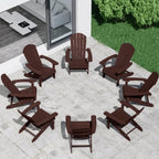 YEFU Adirondack Chairs Set of 8: Outdoor Chair HIPS Plastic Adirondack Chairs - Patio Chairs with Wood Texture - Lawn Fire Pit Deck Porch Garden Chairs for Adults(Coffee)