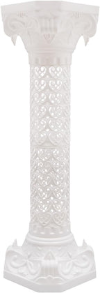 Roman Column Pedestal, Plastic White Columns for Weddings Indoor/Outdoor Roman Pillar Stand for Table Sculptures, Vase, Garden Decor (4PCS, 10.6 x 34.6 Inch Fretwork)