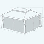 Grand Patio 10x13 Ft Outdoor Gazebo with Mosquito Netting and Curtains, Sturdy Straight Leg Tent Soft Top for Patios, Deck, Backyard