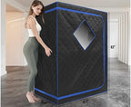 ZONEMEL 2 Person Portable Full Spectrum Infrared Sauna, Full Size Large Spa Tent with Remote Control,1600W, Foldable Chairs & LED Therapy Light, Home Spa for Relaxation (47.2"x35.4"x63")