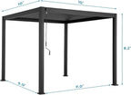Mirador 111S Round Louvered Pergola Gazebo, 10Ft x 10Ft, Full Aluminum Frame, Adjustable Roof, Outdoor, Durable, Charcoal