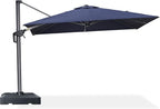 PURPLE LEAF 8' X 8' Patio Umbrella with Base for Pool 7' High Offset Outdoor Cantilever Umbrella Swimming Pool Umbrella with 360°Rotation for Poolside Navy Blue
