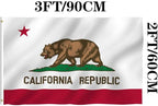 Jayus Double Sided Embroidered California Republic Sates Flags 2x3 FT Outdoor - 340D Heavy Duty Nylon Californian Cali CA Bear Flag Banner with 2 Grommets