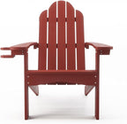 LUE BONA HDPS Adirondack Chairs Set of 2, Fire Pit Outdoor Chair Weather Resistant with Cup Holder, Modern Plastic Chair Plastic for Patio, Deck, Proch, 350LBS, Red