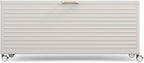 MIRADOR 281 Gallon Large Outdoor Metal Deck Box with Wheels, Storage Box with Lid for Patio Furniture, Garden Tools, Outdoor Cushion, Latte