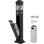 120cm Standing Waste Containers Trash Cans, Rubbish Bin Indoor Outdoor Stainless Steel Vertical Freestand Trash Bin with Key,Pub Hotel Restaurant Garden Standing Bin (B)