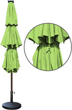 EliteShade USA 10-Year-Non-Fading Solar 9ft 3 Tiers Market Umbrella with 80 LED Lights Patio Umbrellas Outdoor Table with Ventilation,Macaw Green