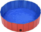 Foldable Dog Swimming Pool, Foldable Pet Swimming Pool, Portable Dog Pool, Bath Pool Collapsible Dog Pet Pool Bathing Tub, 47.2"x11.8" PVC Red