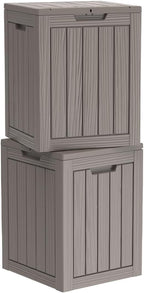 Two 28 GallonOutdoor Storage Box,Resin Deck Boxes Waterproof, IndoorOutdoor Bin for Package Delivery, Patio Cushions, Gardening Tools, Lockable, UV Resistant
