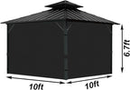Gazebo Universal Replacement Privacy Curtain, 10'X10' Gazebo Curtains Outdoor Waterproof, 4-Panels Sidewall with Zipper for Patio, Garden and Backyard (Only Curtains, 10'X10', Black)