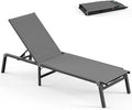 Foldable Pool Lounge Chairs, Aluminum Chaise Lounge Outdoor with 5 Positions Recliner - Free Assembly - Patio Lounge Chair for Poolside, Beach (Darkgray)