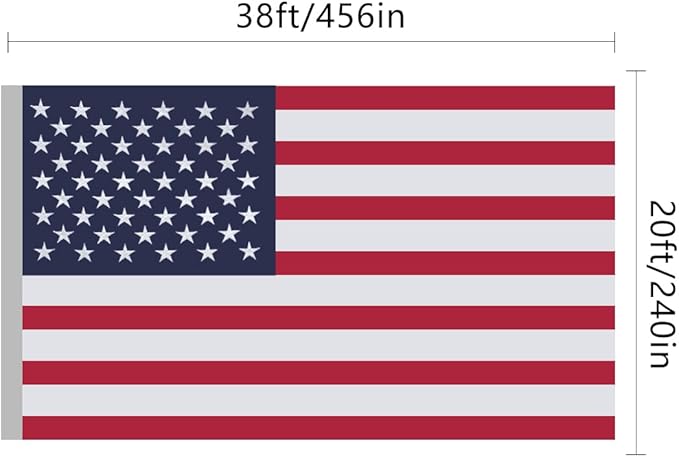 American Flags for Outside 20x38, USA US Flag Heavy Duty Outdoor, Made of 210D Oxford Fabric, Embroidered Stars, Brass Grommets