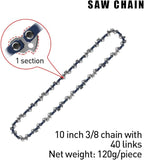 10-Inch Chainsaw Chain 4-Pack – 3/8" LP Pitch, .050" Gauge, 40 Drive Links, Semi-Chisel Replacement Chain for 10" Electric Mini Chainsaw and Pole Pruner