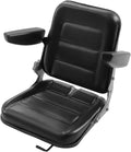 Universal Lawn Mower Seat, Replacement Forklift Seat Garden Tractor Seat with Armrest Tractor Suspension Seat Tractor Seat with Back Rest Universal PVC Tractor Seat with Adjustable Backrest Armrests