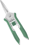 FLORA GUARD 6.5-Inch Floral Scissors, Zinc Alloy with Rubber Handle, Toothed Blade for Quick Cutting, Suitable for Flower Placement, Plant Pruning, Rose or Fruit Picking (Green)