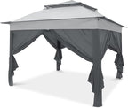 COOS BAY 11x11 Pop-up Instant Gazebo Tent with 4 Sidewalls Outdoor Canopy Shelter with Carry Bag, Stakes and Ropes, Gray