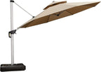 PURPLE LEAF 13 Feet Double Top Round Deluxe Patio Umbrella Offset Hanging Umbrella Outdoor Market Umbrella Garden Umbrella, Beige