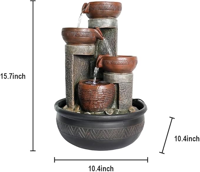 15.7''H Relaxation Desktop Waterfall Fountain Decor Portable Tabletop Waterfall Fountains,Indoor Waterfall Feature with LED Light for Home Office Bedroom