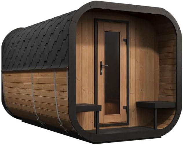 Model CL12GCP, Cube-Series Outdoor Home Sauna Suite Kit, Up to 8 Persons (Sauna Heater and Sauna Stones Included) (HIVE MINI 11 WiFi - Gold)