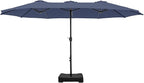 Sophia & William 15 ft Extra Large Patio Umbrella with Base Included, Rectangular Outdoor Umbrella Heavy Duty, Market Umbrella Double-sided Fade Resistant for Pool Garden Backyard, Navy Blue