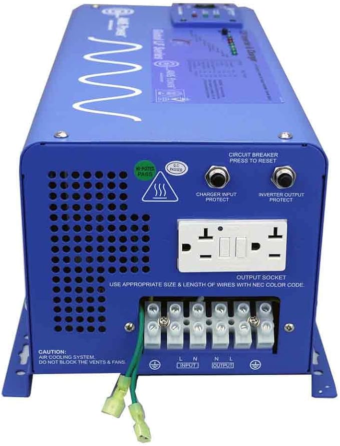 AIMS Power 3000 Watt / 9000 Watt Peak Pure Sine Inverter Charger 12 Volt DC to 120 Volt AC with LCD Remote