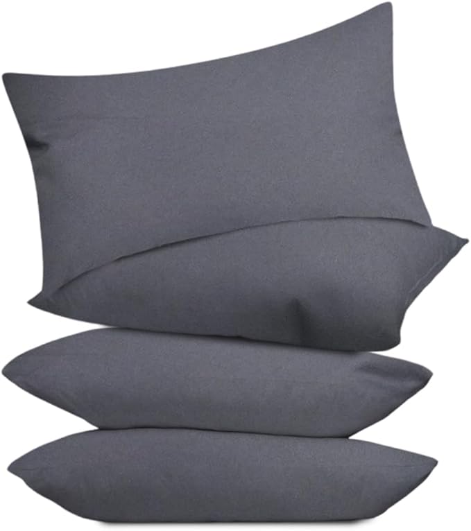 Covers & All Premium Square Throw Pillow Inserts with Covers Set of 4, 12 x 20 Inches Charcoal Gray, Decorative Cushions for Couch Sofa Home Decor Office Travel UV Resistant Waterproof Soft Cushions
