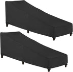 SunPatio Waterproof Outdoor Chaise Lounge Cover , 2 Pack Patio Lounge Chair Covers with Windproof Buckle Straps, UV & Rip & Fade Resistant, All Weather Protection, 80W x 30D x 26H inch, Black