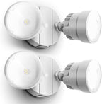 LUTEC 2 Packs P6221B 2000 Lumen 18 Watt 28 LED Dual-Head Flood Light Outdoor, Waterproof Exterior Security Wall Light for Patio, Garden,Yard-White