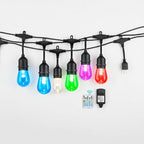 Auroraworld 96FT RGB Outdoor String Lights, Dimmable Color Changing Waterproof LED Patio Lights with Remote, 30 Shatterproof Bulbs for Garden Yard Party Decor