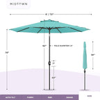 Midtown Umbrellas 10-Year-No-Fade - 6 Ft - UV Proof Red Polyester Fabric - Umbrella Outdoor Patio, Auto-Tilt Aluminum Frame Large Patio Umbrella for Garden, Pool & Deck - Black Pole