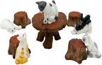 Smoothedo-Pets Small Polyresin Miniature Garden Figurines Accessories/Supplies/Fairy Garden Animals for Fairy Garden/Bonsai Craft Decor (Cat/Table Set)