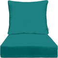 RSH DECOR Deep Seating Cushion with Pillow Back | 25” x 25.5” x 5" Seat | Water and Fade-Resistant Spun Fabric | Made in USA | Outdoor Chair Cushion Set for Patio Furniture (Peacock)