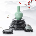GOLDY&WENDY Oriental Style Round Vase Display Stand Handmade Imitation Wood Vase Lamp Teapot Base Home Decoration Pedestal