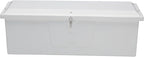 TAYLOR MADE PRODUCTS Stow 'N Go Medium Fiberglass Dock Box, White (24"H x 72"W x 23"D) – Fiberglass construction, UV gelcoat finish, stainless steel lockable latch and hardware – 2020108642