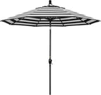 California Umbrella 9' Rd Pacific Trail Series Aluminum Patio Umbrella, Crank Lift, Push Button Tilt, Black Finish, Sunbrella Cabana Classic Fabric