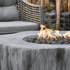 AMS Fireplace | Elementi | Round Natural Gas Fire Pit Table | Canvas Cover, Lava Rocks and Gas Key Valve Included | Fuel: Natural Gas, Manchester - Classic Grey