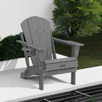 MUCHENGHY Folding Adirondack Chairs, Patio Chairs, Lawn Chairs, Outdoor Chair, Adirondack Chair Plastic, Fire Pit, Weather Resistant with Cup Holder for Deck, Backyard, Garden(Gray)