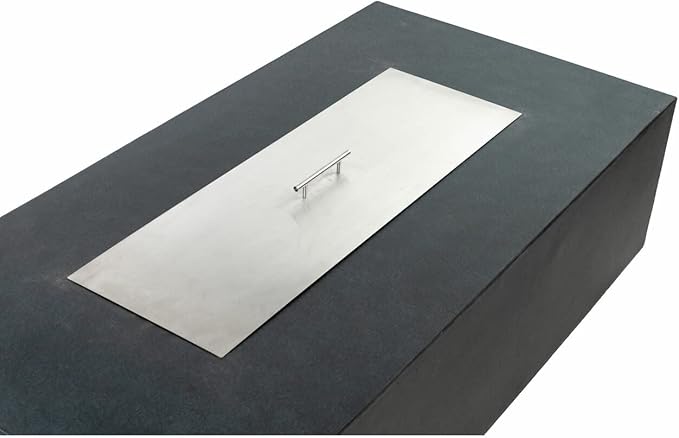 AMS Creations | Chelsea 55 inch Rectangular Wavy Dark Gray Concrete GFRC Propane Gas Fire Table Pit