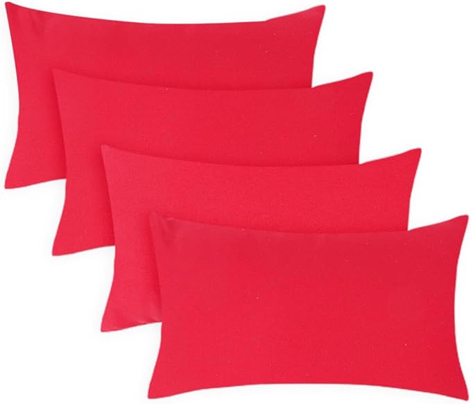 Covers & All Premium Rectangle ThrowPillow Inserts with Covers Set of 4, 20 x 26 Inches Red, Decorative Cushions for Couch Sofa Home Decor Office Travel UV Resistant Waterproof Soft Cushions Pillows