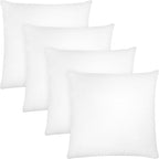 Covers & All Premium Square Throw Pillow Inserts with Covers Set of 4, 24 x 24 Inches White, Decorative Cushions for Couch Sofa Home Decor Office Travel UV Resistant Waterproof Soft Cushions Pillows