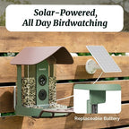 Beako™ Smart Bird Feeder with 4K Camera Lifetime Subscription Included, Solar Powered for Outdoors - Ultra HD Live Stream, AI identifies10,000+ Species, Real-Time Bird Notification, Easy Setup