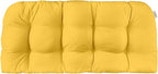 RSH DECOR Sunbrella Tufted Wicker Loveseat Cushion | 44” x 22" | Water and Fade-Resistant Performance Fabric | Outdoor Settee Cushion for Patio Furniture | Made in USA (Canvas Sunflower Yellow)
