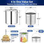 ARC 52QT Seafood Boiling Kit, 200,000BTU Propane Burner And Stainless Steel Crawfish Boil Pot w/Basket and Steamer Rack, For Outdoors Cooking and Steaming, Large Turkey Fryer Pot, Lobster Shrimp Pot