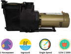 Rx Clear Ultimate Niagara 1 HP Pool Pump for Inground Swimming Pools | 56 Frame | 115/230 Volt | 11.4/5.7 Amps | Corrosion Proof | Large See-Through Strainer Cover