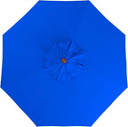 California Umbrella 9' Premium Commercial Hardwood Patio Umbrella, Manual Lift With Sunbrella Pacific Blue Fabric
