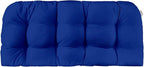 RSH DECOR: Sunbrella Tufted Wicker Loveseat Cushion | 41” x 19" | Water and Fade-Resistant Performance Fabric | Outdoor Settee Cushion for Patio Furniture | Canvas True Blue