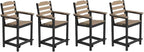 OTSUN Tall Adirondack Chairs Set of 4 with Connecting Tray, 24 inches HDPE Bar Height Outdoor Chairs, All Weather Resistant for Balcony, Porch, Kitchen (4 PCS, Black&Brown)