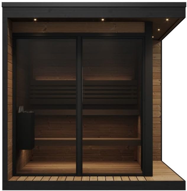 GL6 Outdoor Sauna Kit, Garden Luxury-Series Outdoor DIY Sauna Kit, Thermo-Spruce, up to 6 Persons Bundles (Sauna Heater and Sauna Stones Included) (HIVE MINI 11 WiFi - Gold)